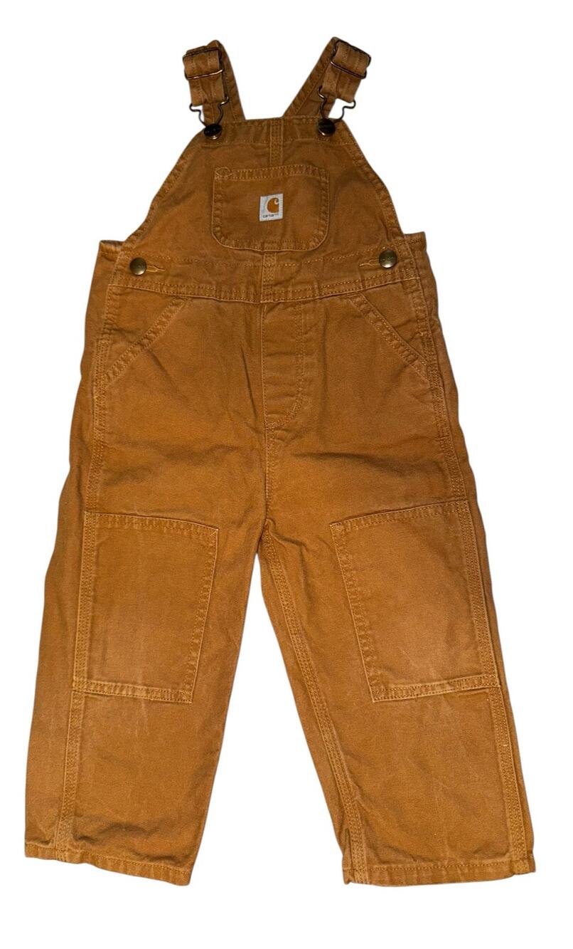 Carhartt Canvas Bib Overalls Toddler Sz 2T Distressed Fall Pumpkin Patch Utility